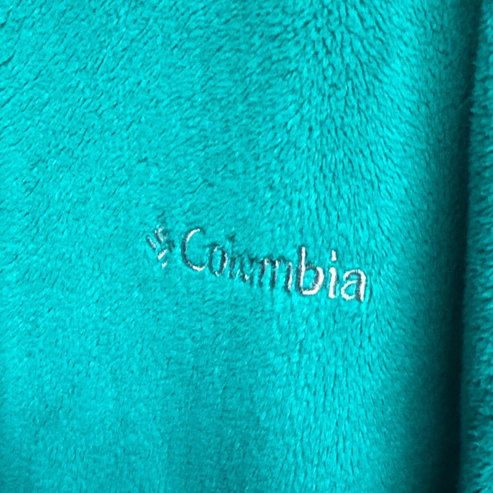 Columbia Teal Hooded Fleece Teddy Jacket Zip up Hoodie sz M for Spring Warmth! - Picture 3 of 11